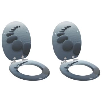 vidaXL Minkštai užsidarantis tualeto dangtis 2 pcs Pilka 44 x 38 cm