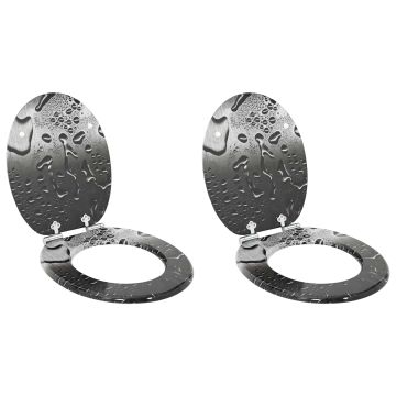 vidaXL Minkštai užsidarantis tualeto dangtis 2 pcs Pilka 44 x 38 cm