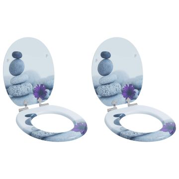 vidaXL Minkštai užsidarantis tualeto dangtis 2 pcs Pilka 44 x 38 cm