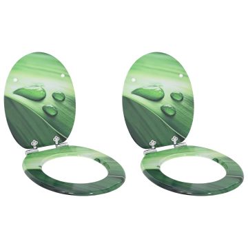 vidaXL Minkštai užsidarantis tualeto dangtis 2 pcs Žalias lašas