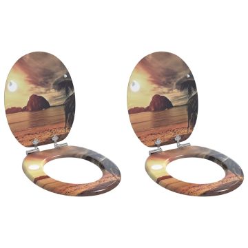 vidaXL Minkštai užsidarantis tualeto dangtis 2 pcs Oranžinė 44 x 38 cm