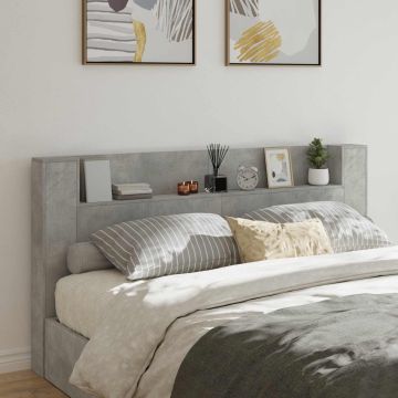 vidaXL Galvūgalis Betono pilka 200 x 16,5 x 103,5 cm Apdirbta mediena