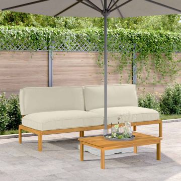 vidaXL Sofos komplektas 2 pcs Kreminė Kietos akacijos mediena