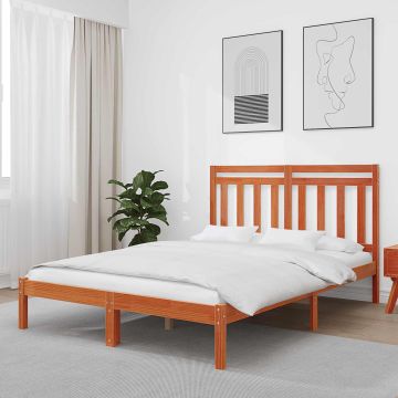 vidaXL Lovos rėmas su galvūgalio Vaško ruda 205,5 x 145,5 x 100 cm