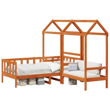 vidaXL Dieninė lova Vaško Ruda 90 x 200 cm Tvirtas pušies medis