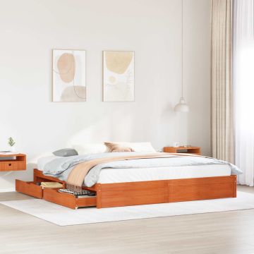 vidaXL Lovos rėmas Vaško ruda 180 x 200 cm Kietas pušies medis