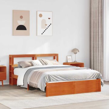 vidaXL Lovos rėmas Vaško ruda 150 x 200 cm Kietas pušies medis