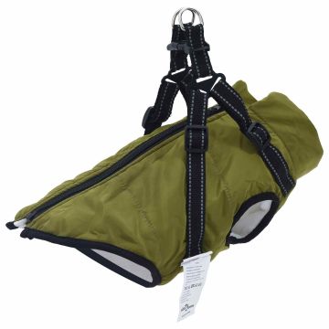 vidaXL Šuns Kailinis Armijos Žalia L24 Fleece ir poliesteris