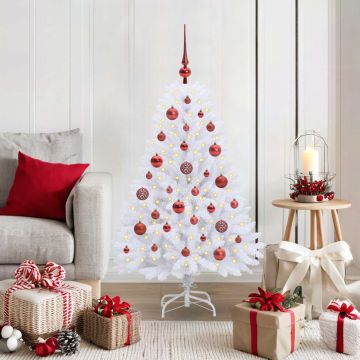 vidaXL Dirbtinė Sulankstoma Kalėdų Eglutė Balta 120 cm PVC ir plienas