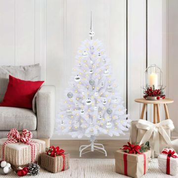 vidaXL Dirbtinė Sulankstoma Kalėdų Eglutė Balta 120 cm PVC ir plienas