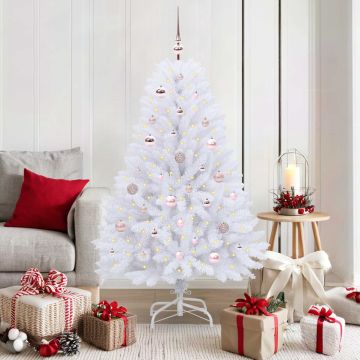 vidaXL Dirbtinė Sulankstoma Kalėdų Eglutė Balta 150 cm PVC ir plienas