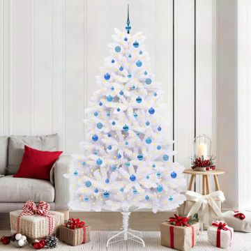 vidaXL Dirbtinė Sulankstoma Kalėdų Eglutė Balta 210 cm PVC ir Plienas