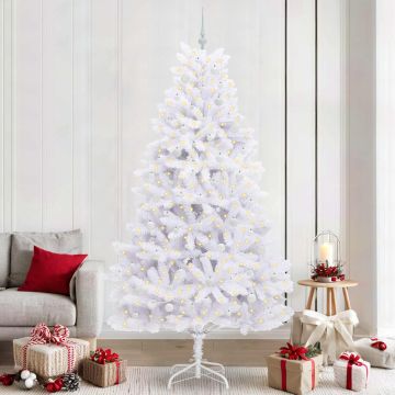 vidaXL Dirbtinė Sulankstoma Kalėdų Eglutė Balta 240 cm PVC ir Plienas