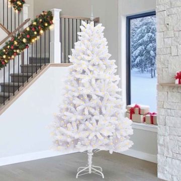 vidaXL Dirbtinė Sulankstoma Kalėdų Eglutė Balta 270 cm PVC ir Plienas
