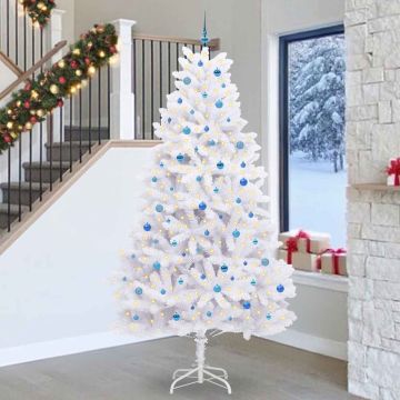vidaXL Dirbtinė Sulankstoma Kalėdų Eglutė Balta 270 cm PVC ir Plienas