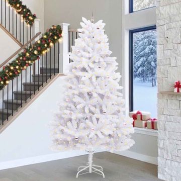 vidaXL Dirbtinė Sulankstoma Kalėdų Eglutė Balta 300 cm PVC ir Plienas