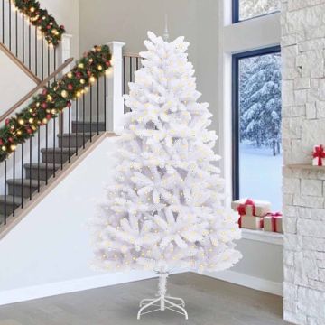 vidaXL Dirbtinė Sulankstoma Kalėdų Eglutė Balta 300 cm PVC ir Plienas