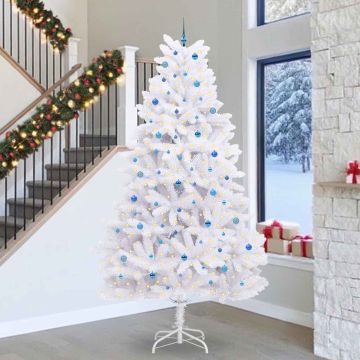 vidaXL Dirbtinė Sulankstoma Kalėdų Eglutė Balta 300 cm PVC ir Plienas