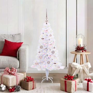 vidaXL Dirbtinė Kalėdų eglutė su 150 LED Balta 120 cm PVC ir plienas