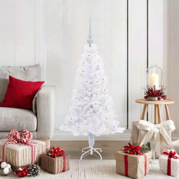 vidaXL Dirbtinė Kalėdų eglutė su 150 LED Balta 120 cm PVC ir plienas