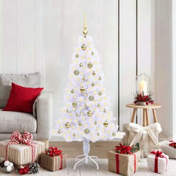 vidaXL Dirbtinė Kalėdų eglutė su 150 LED Balta 150 cm PVC ir plienas