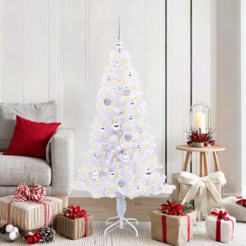 vidaXL Dirbtinė Kalėdų eglutė su 150 LED Balta 150 cm PVC ir plienas