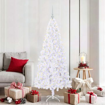 vidaXL Dirbtinė Kalėdų eglutė su 300 LED Balta 180 cm PVC ir Plienas