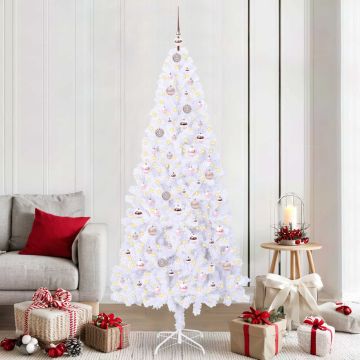 vidaXL Dirbtinė Kalėdų eglutė su 300 LED Balta 210 cm PVC ir Plienas