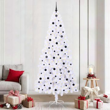 vidaXL Dirbtinė Kalėdų eglutė su 300 LED Balta 240 cm PVC ir Plienas
