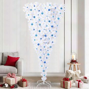 vidaXL Dirbtinė Kalėdų eglutė su 300 LED Balta 240 cm PVC ir plienas