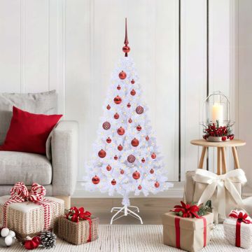 vidaXL Dirbtinė Kalėdų eglutė su 150 LED Balta 120 cm PVC ir Plienas