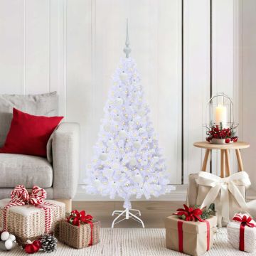 vidaXL Dirbtinė Kalėdų eglutė su 150 LED Balta 120 cm PVC ir Plienas