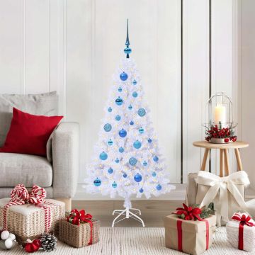 vidaXL Dirbtinė Kalėdų eglutė su 150 LED Balta 120 cm PVC ir Plienas