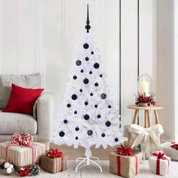 vidaXL Dirbtinė Kalėdų eglutė su 150 LED Balta 150 cm PVC ir Plienas