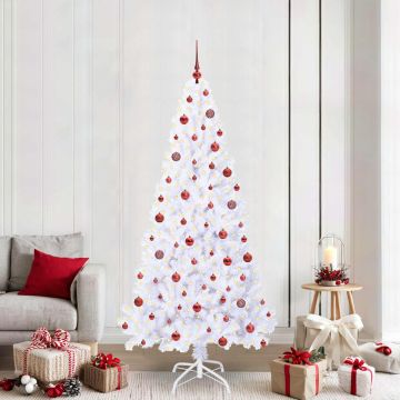 vidaXL Dirbtinė Kalėdų eglutė su 300 LED Balta 210 cm PVC ir Plienas