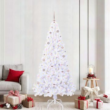 vidaXL Dirbtinė Kalėdų eglutė su 300 LED Balta 210 cm PVC ir Plienas