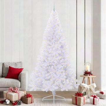 vidaXL Dirbtinė Kalėdų eglutė su 300 LED Balta 240 cm PVC ir Plienas