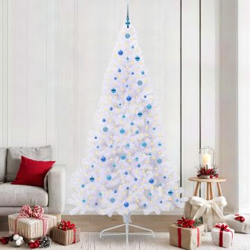 vidaXL Dirbtinė Kalėdų eglutė su 300 LED Balta 240 cm PVC ir Plienas