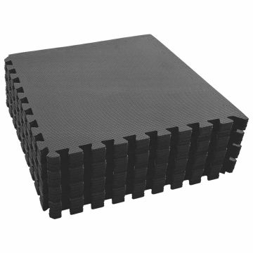 vidaXL Galvosūkio pratybų kilimėliai 24 pcs Juodas 8,64 ㎡ EVA puta