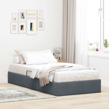 vidaXL Saugos lova su galvūgalio Tamsiai pilka 90 x 200 cm Aksomas