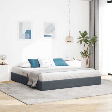 vidaXL Saugos lova su galvūgalio Tamsiai pilka 160 x 200 cm Aksomas